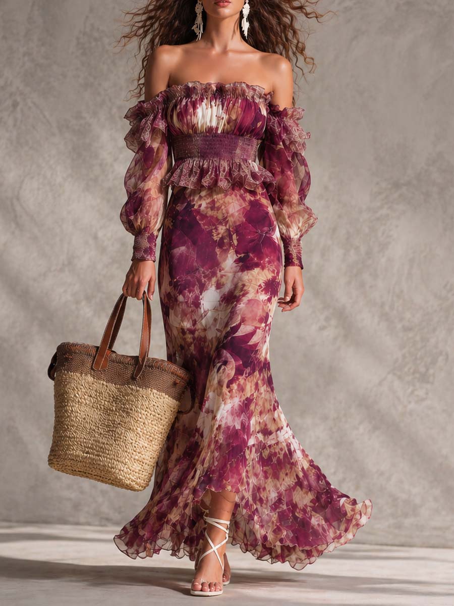 ROSA | OFF-SHOULDER CHIFFON MAXI DRESS