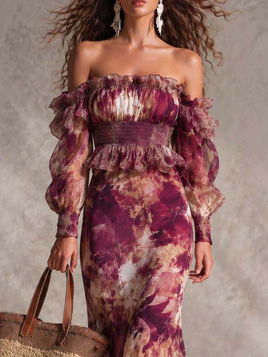 ROSA | OFF-SHOULDER CHIFFON MAXI DRESS