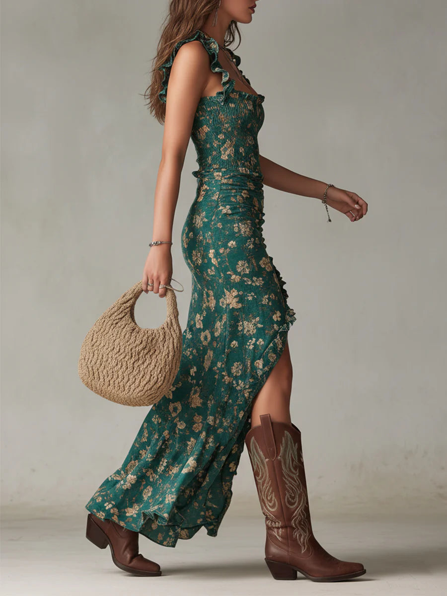 CALLA | BOHEMIAN RUFFLED MAXI DRESS