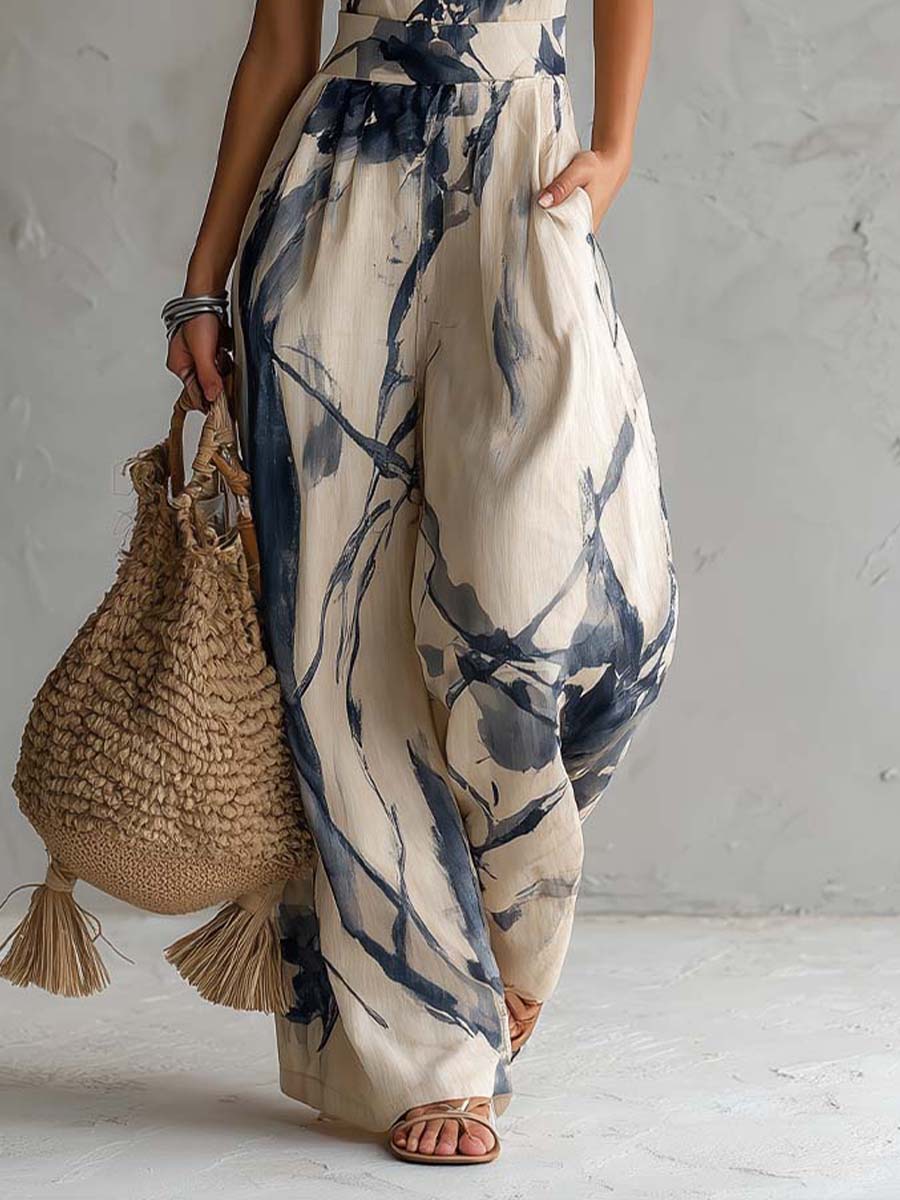 ARIANA | PRINTED WIDE-LEG JUMPSUIT WITH POCKETS