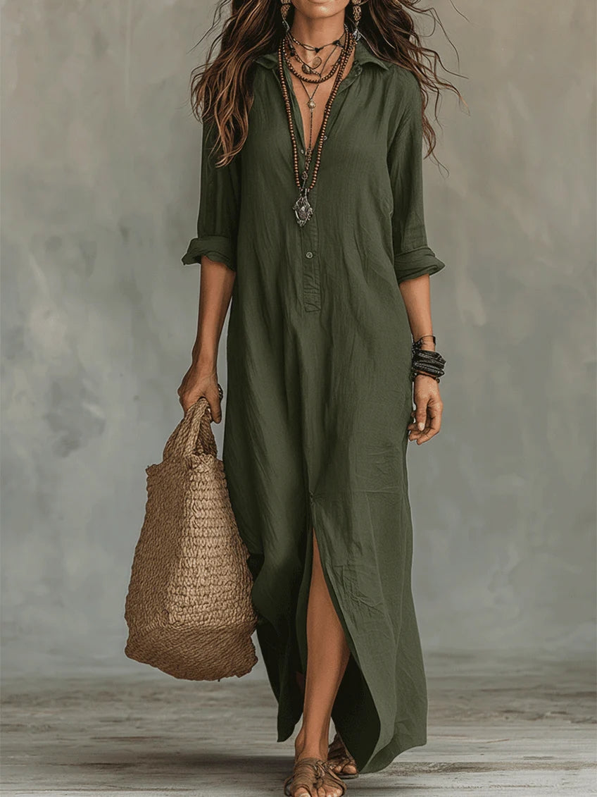 JUNE | STYLISH TUMMY COVERING BUTTON DRESS