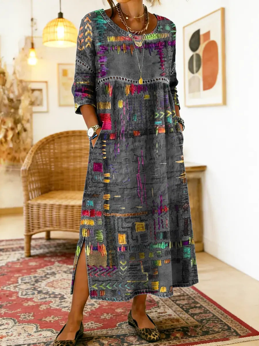 ZARA | RELAXED FIT ETHNIC PATCHWORK DRESS