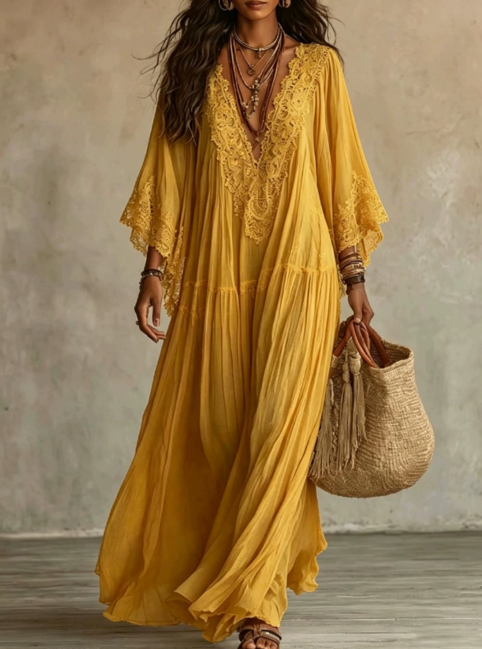 SERINA | CHIFFON AND LACE MAXI DRESS