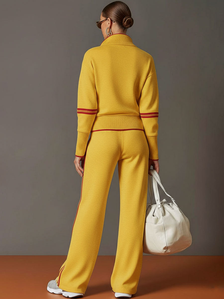 MARIETTA | ZIP-NECK WIDE-LEG TWO-PIECE SET