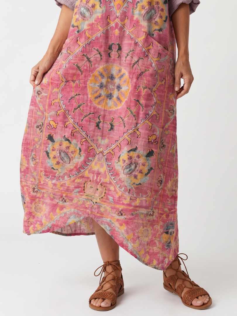 JULIETTE | ABSTRACT PRINT RELAXED POCKET MIDI DRESS