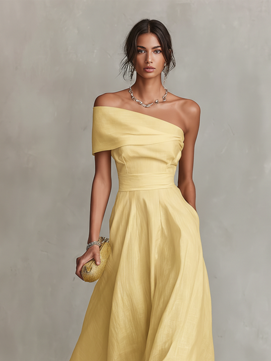 IVY | ONE-SHOULDER MIDI DRESS