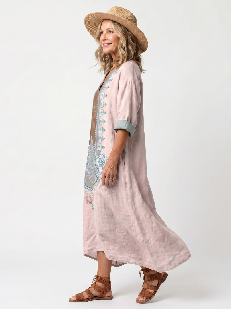 ISABELLA | DESIGNER PANEL RELAXED POCKET MIDI DRESS