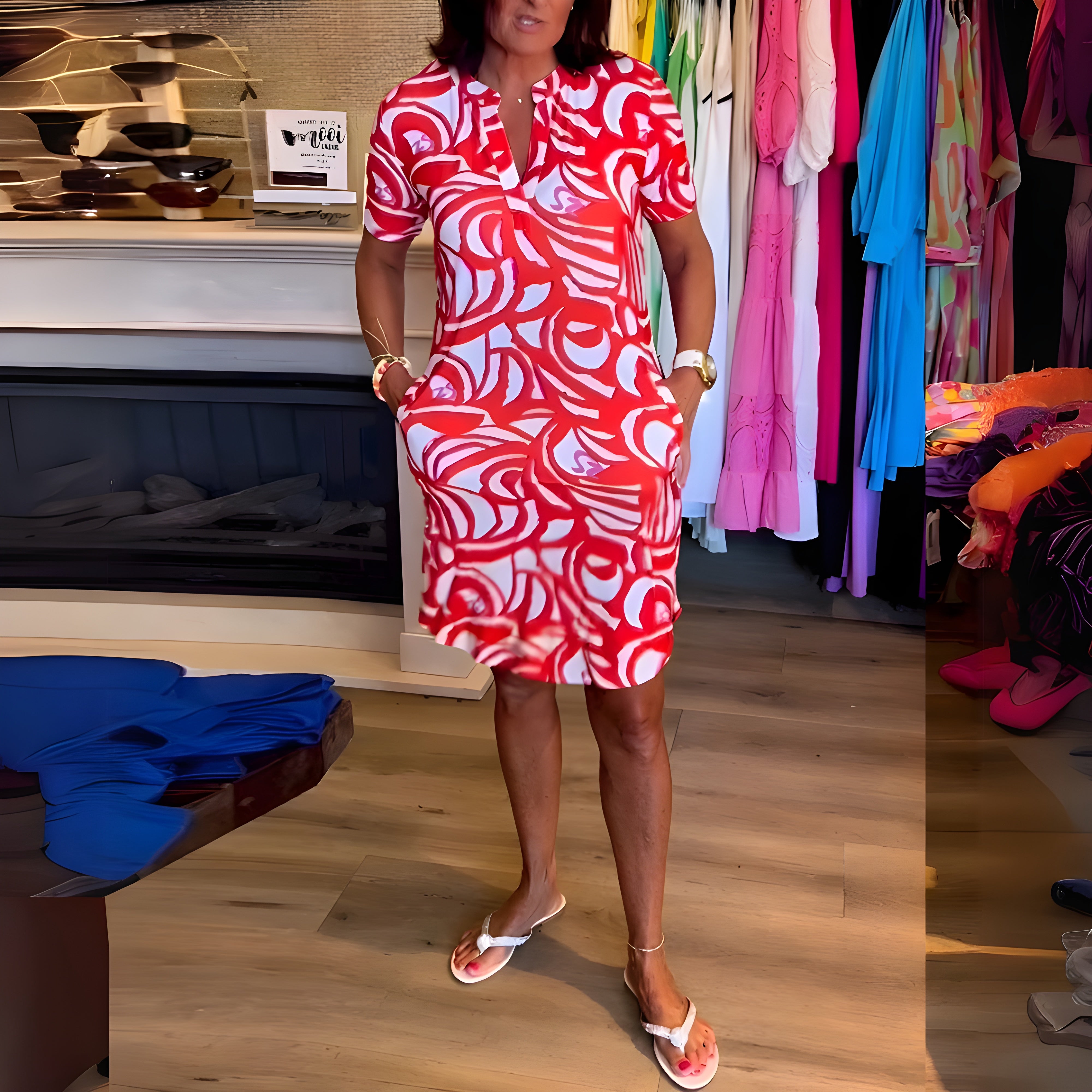 DIANA | RELAXED FIT TUMMY COVERING SHORT SLEEVE DRESS