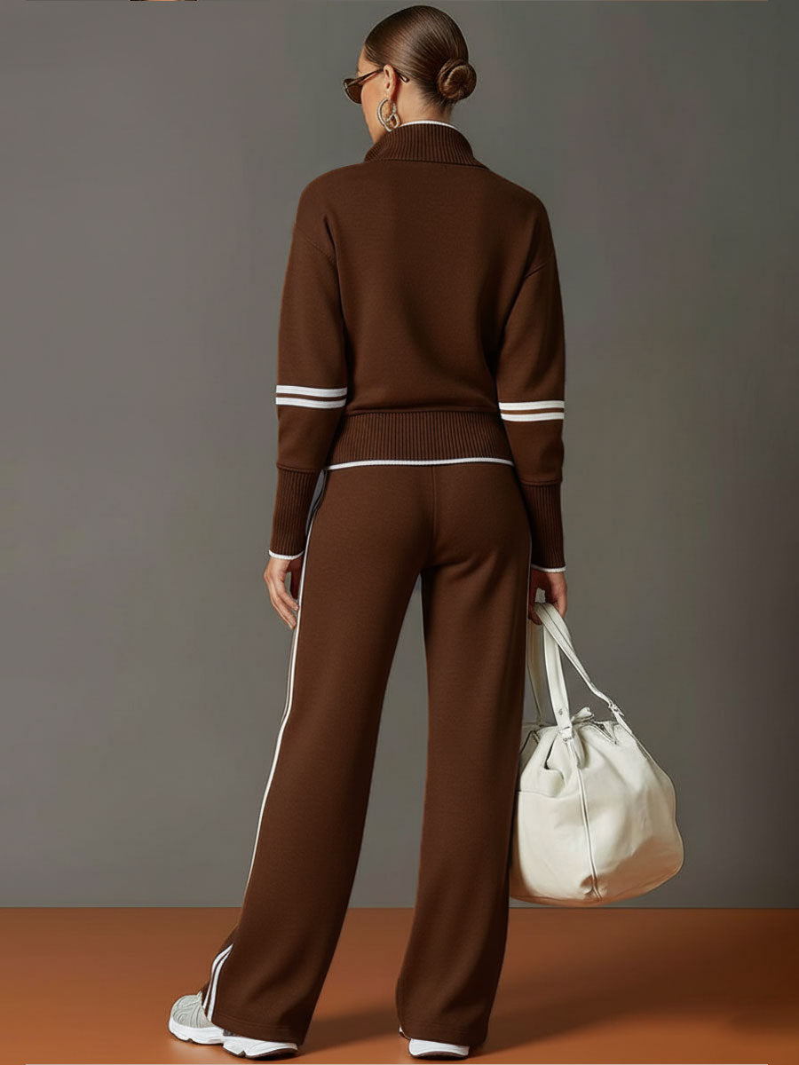 MARIETTA | ZIP-NECK WIDE-LEG TWO-PIECE SET