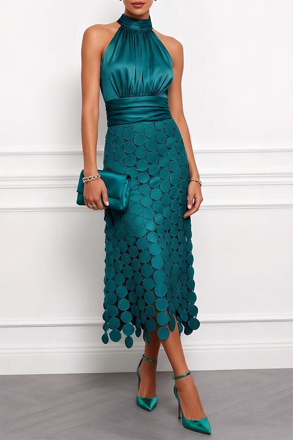 CELIA | ELEGANT HALTER MIDI DRESS