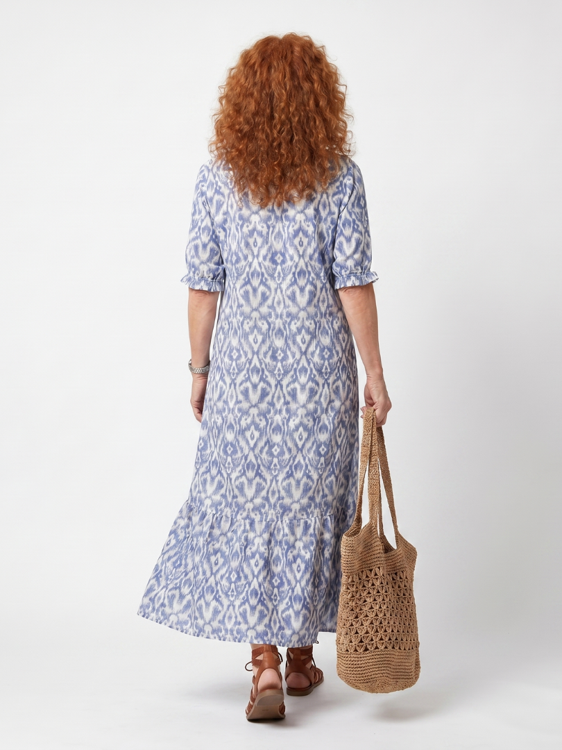 FLORENCE | TASSEL TIE NECK PRINTED MIDI DRESS