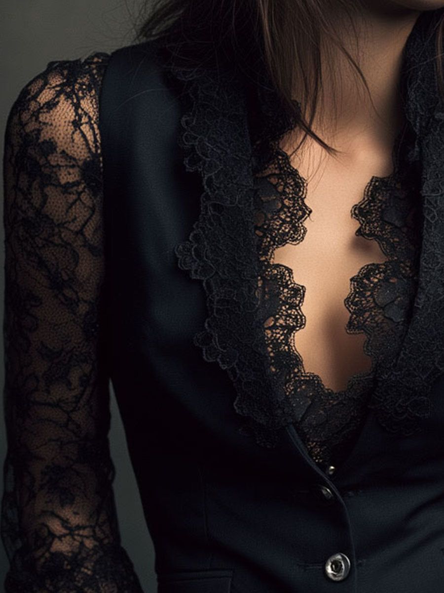 NOEMIE | STRUCTURED BLAZER TOP WITH SHEER SLEEVES
