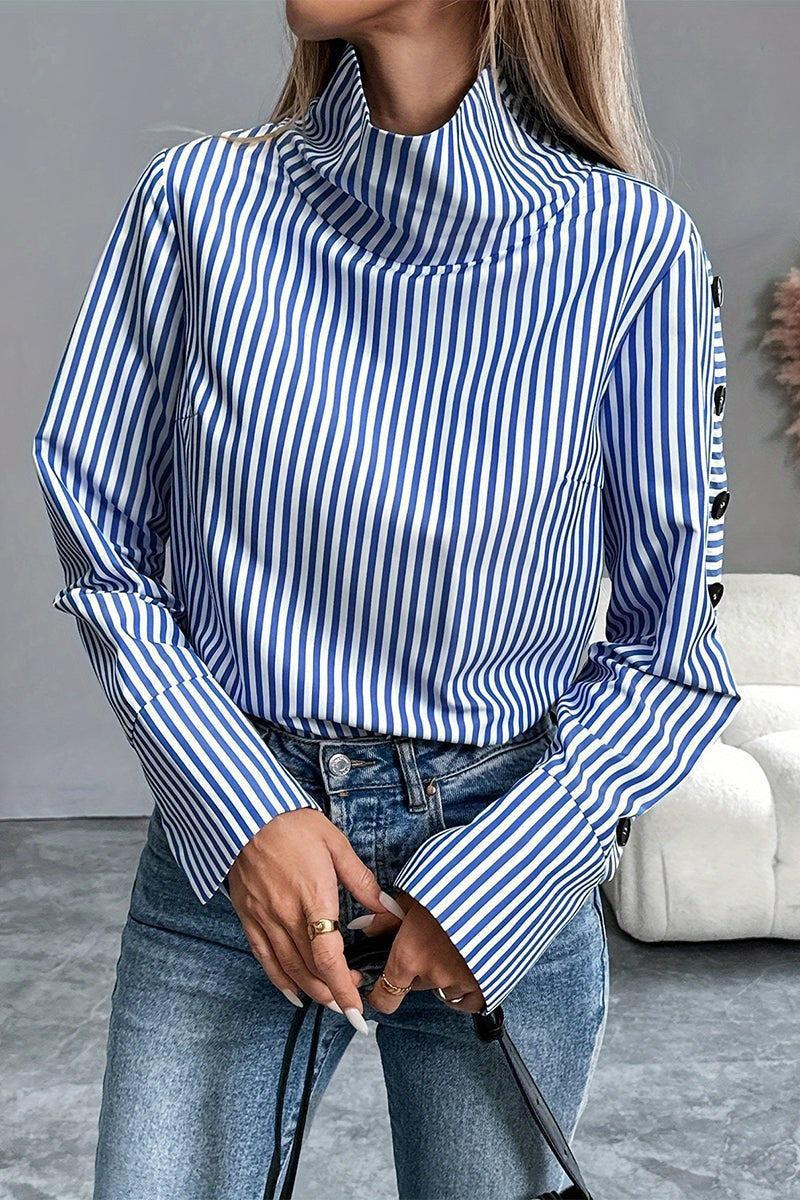 SABRINA | STYLISH STRIPED HIGH NECK TOP