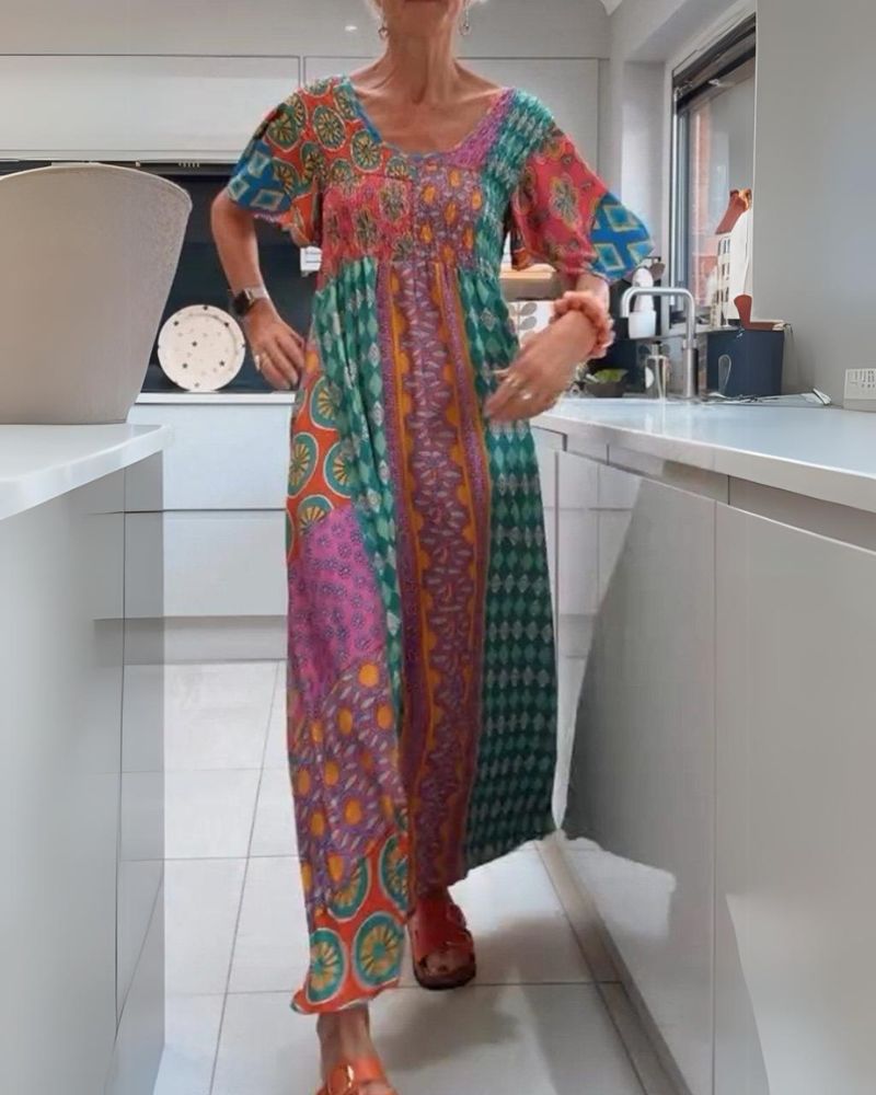 ADDISON | COLORFUL BOHEMIAN TUMMY COVERING DRESS