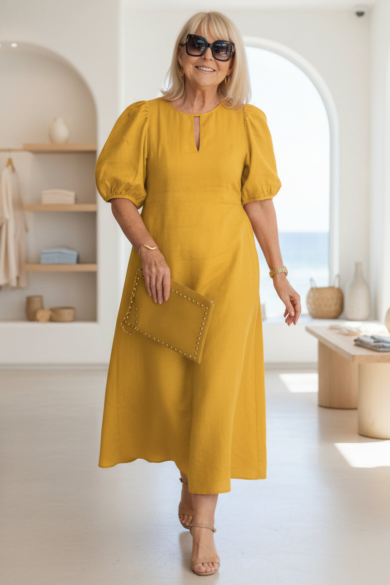 MARGARET | ELEGANT MIDI DRESS WITH TUMMY COVERAGE