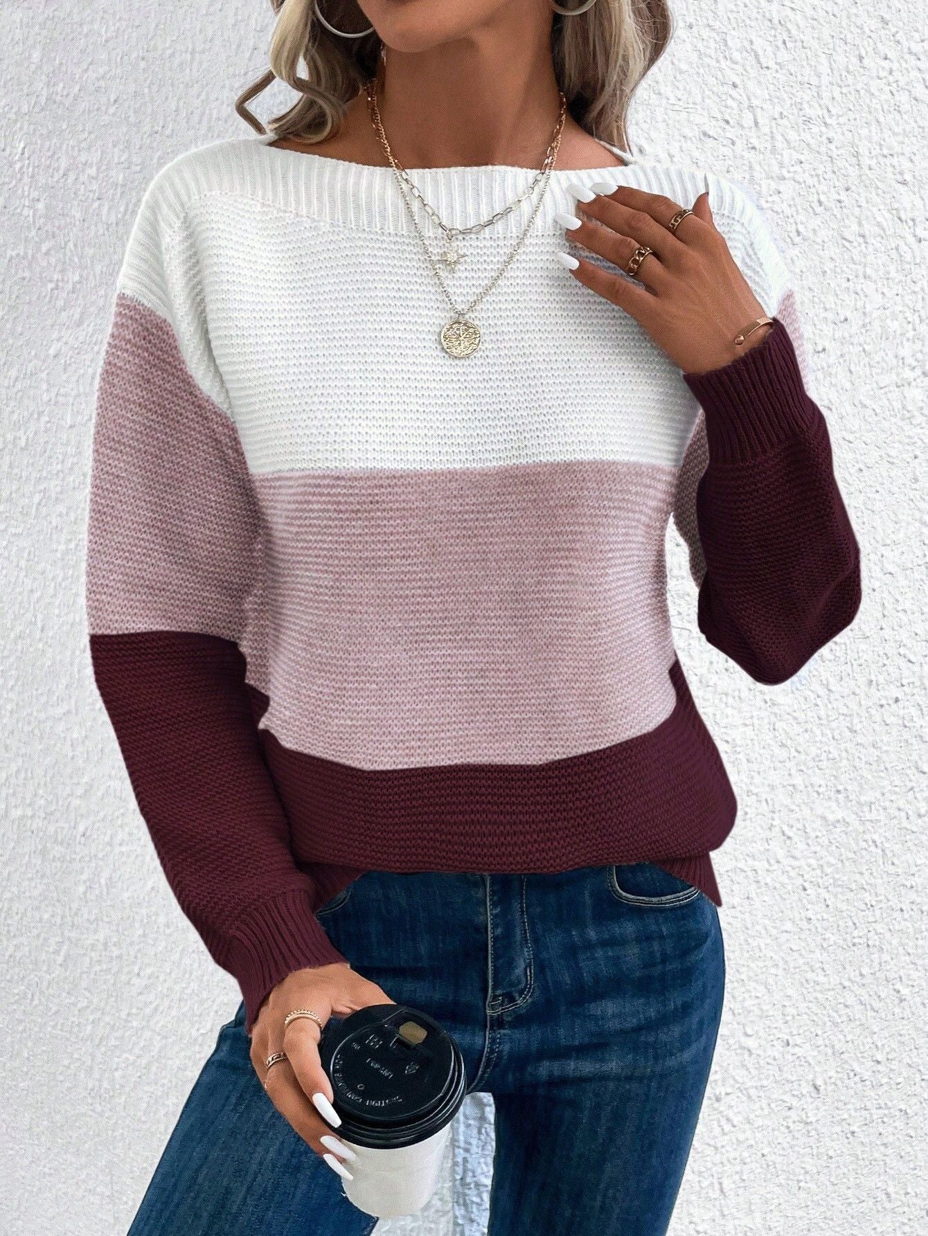 LYDIA | SOFT COLOUR BLOCK KNITTED SWEATER
