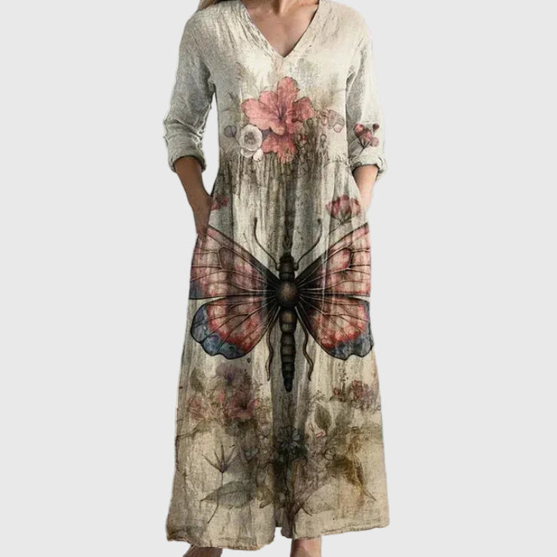 ELSIE | PATCHWORK MAXI DRESS WITH TUMMY COVERAGE