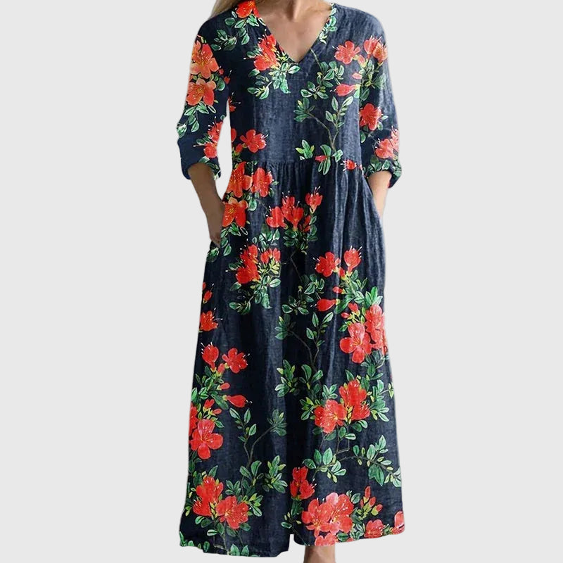 ELSIE | PATCHWORK MAXI DRESS WITH TUMMY COVERAGE