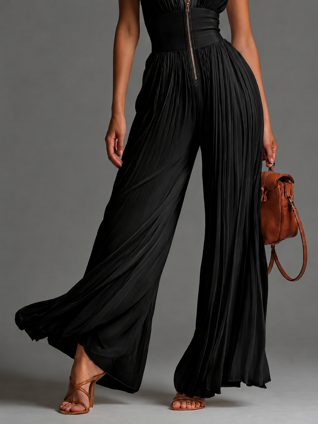 MELISSA | ELEGANT PLEATED HALTER JUMPSUIT