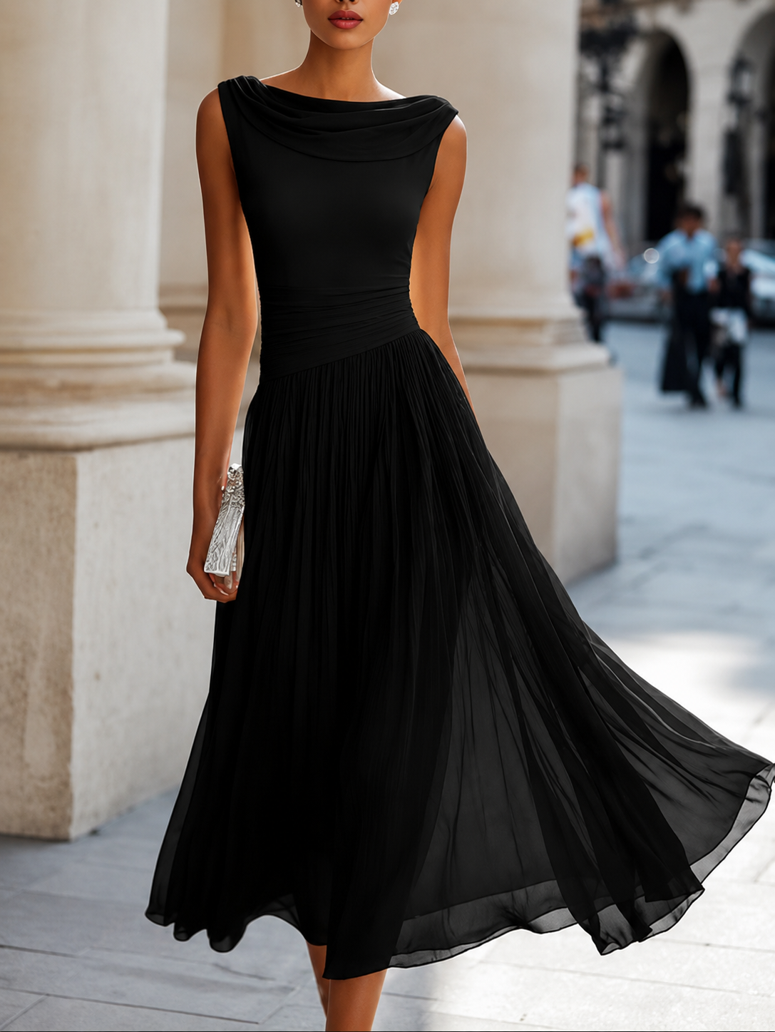 NATALIA | ELEGANT DRAPED MIDI DRESS