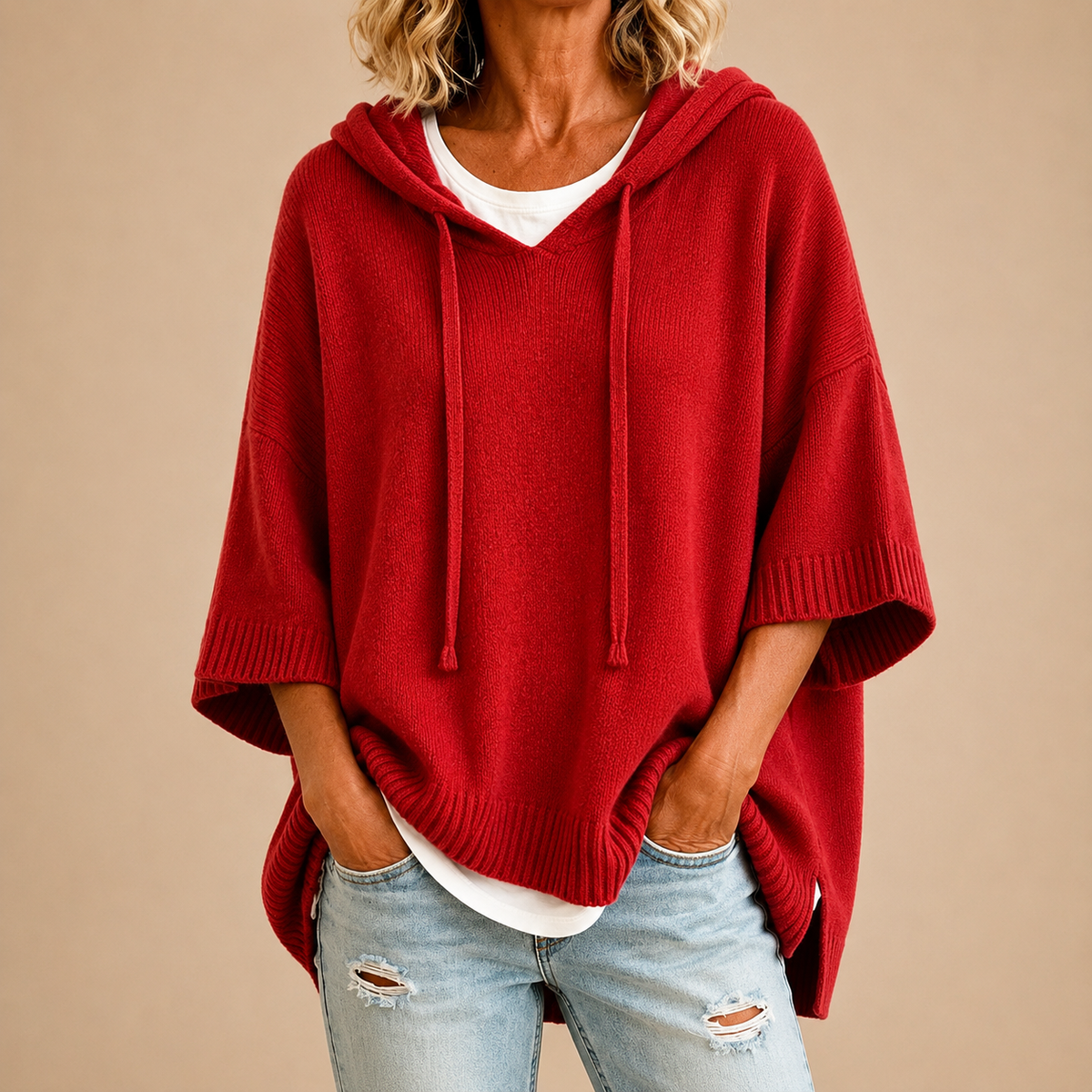 RAYANA | HOODED KNIT PONCHO