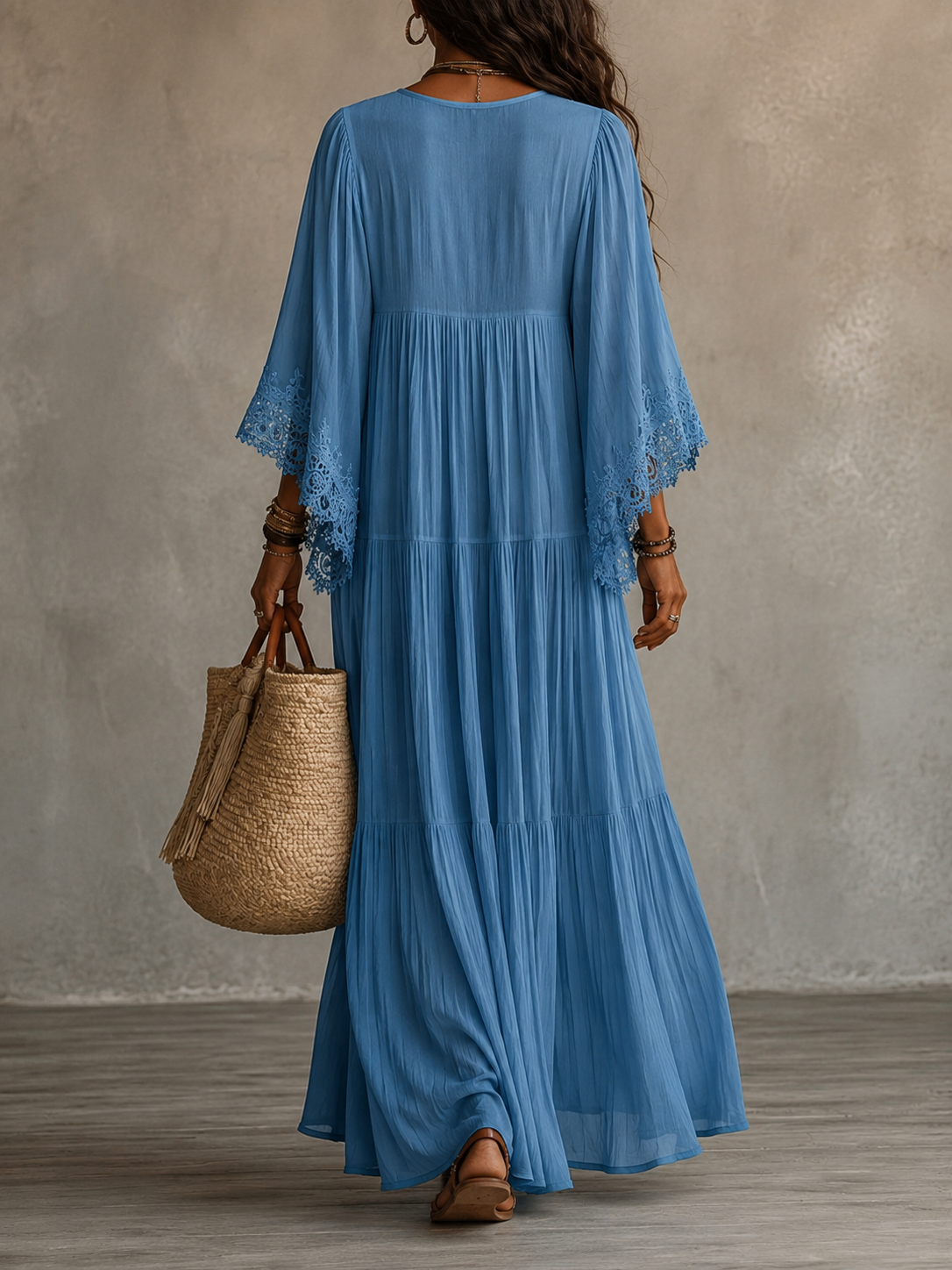 SERINA | CHIFFON AND LACE MAXI DRESS
