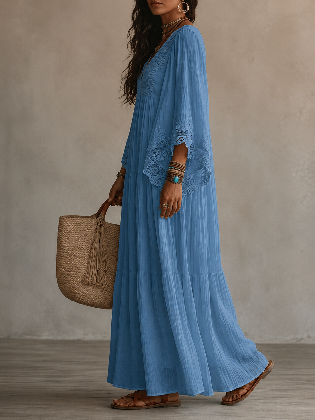 SERINA | CHIFFON AND LACE MAXI DRESS