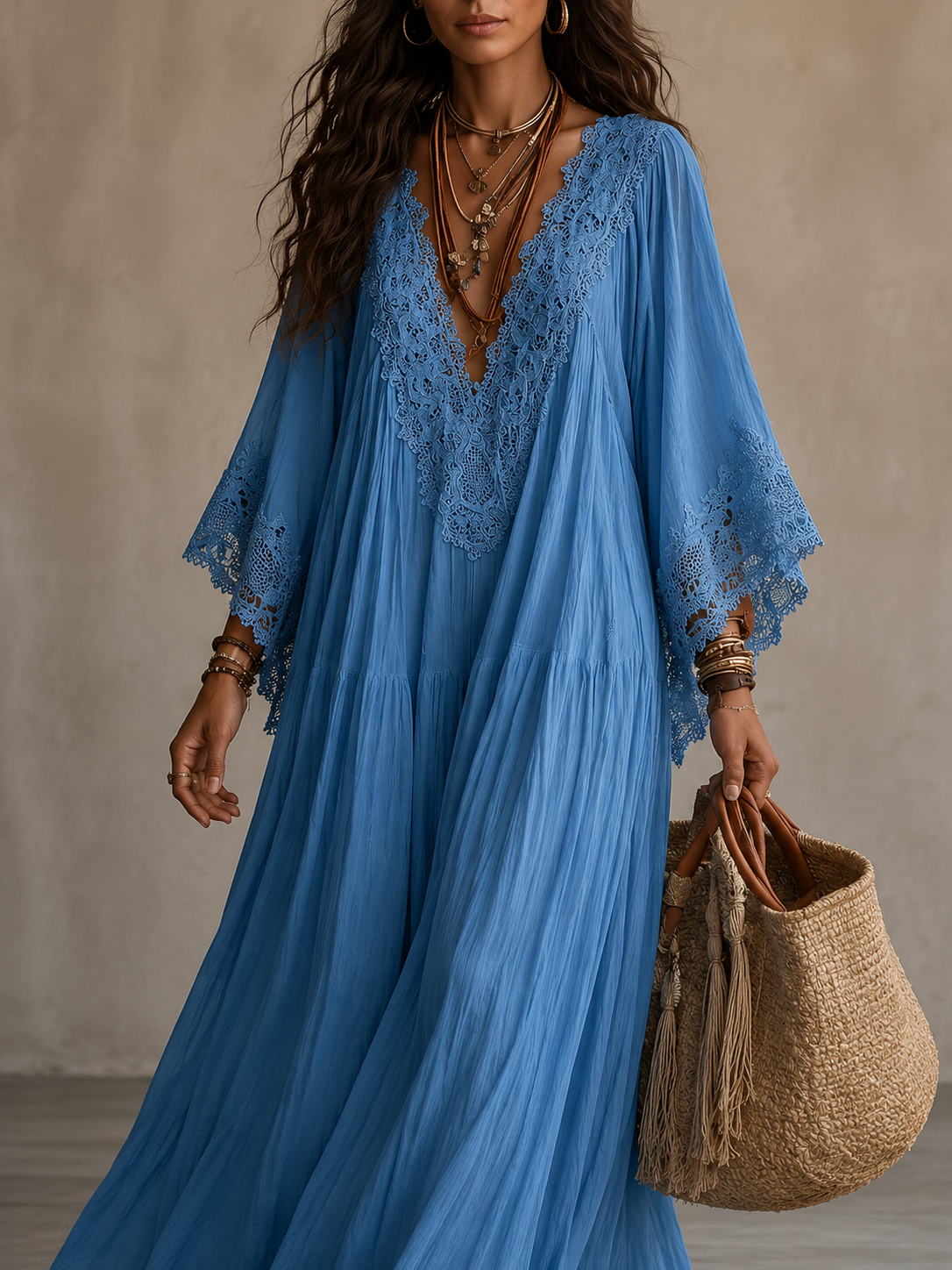 SERINA | CHIFFON AND LACE MAXI DRESS
