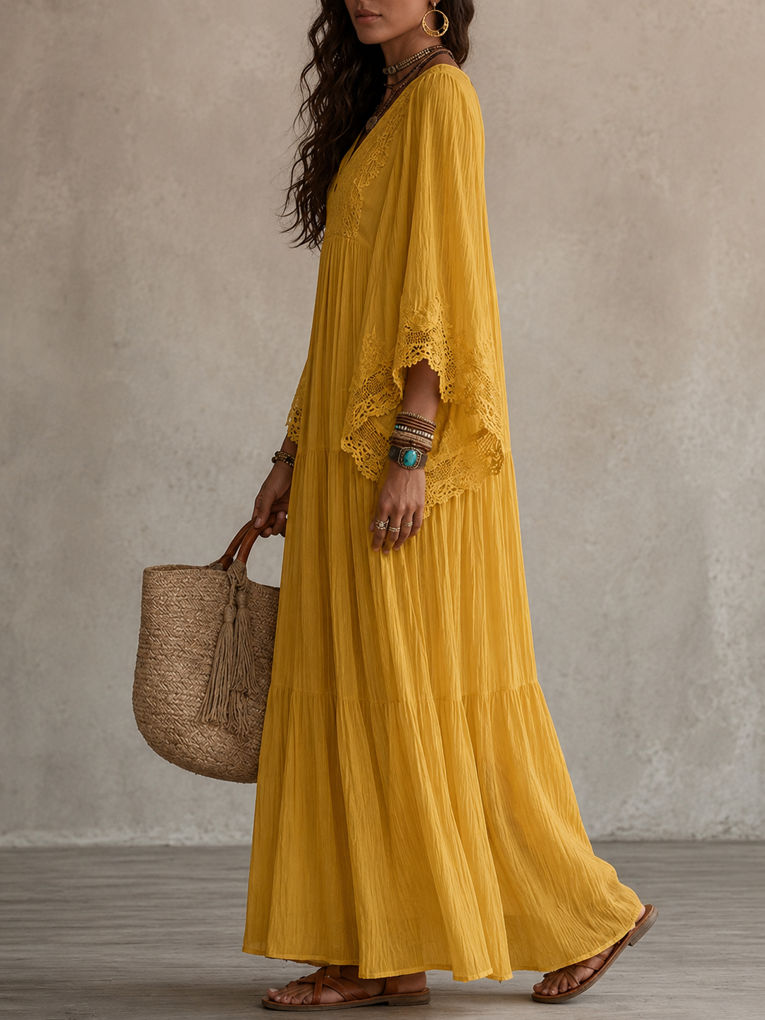 SERINA | CHIFFON AND LACE MAXI DRESS