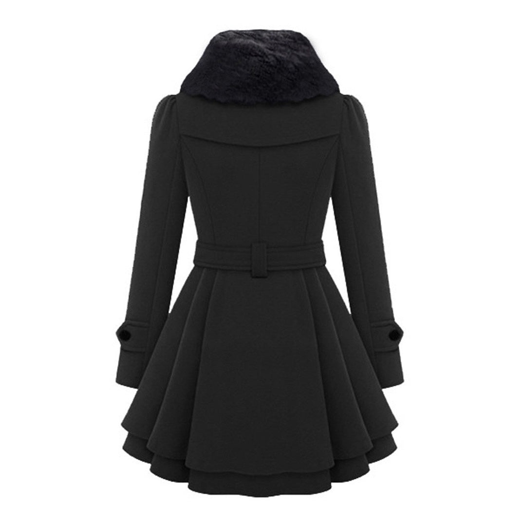 ELEANORIA | LONG WINTER COAT WITH FAUX COLLAR