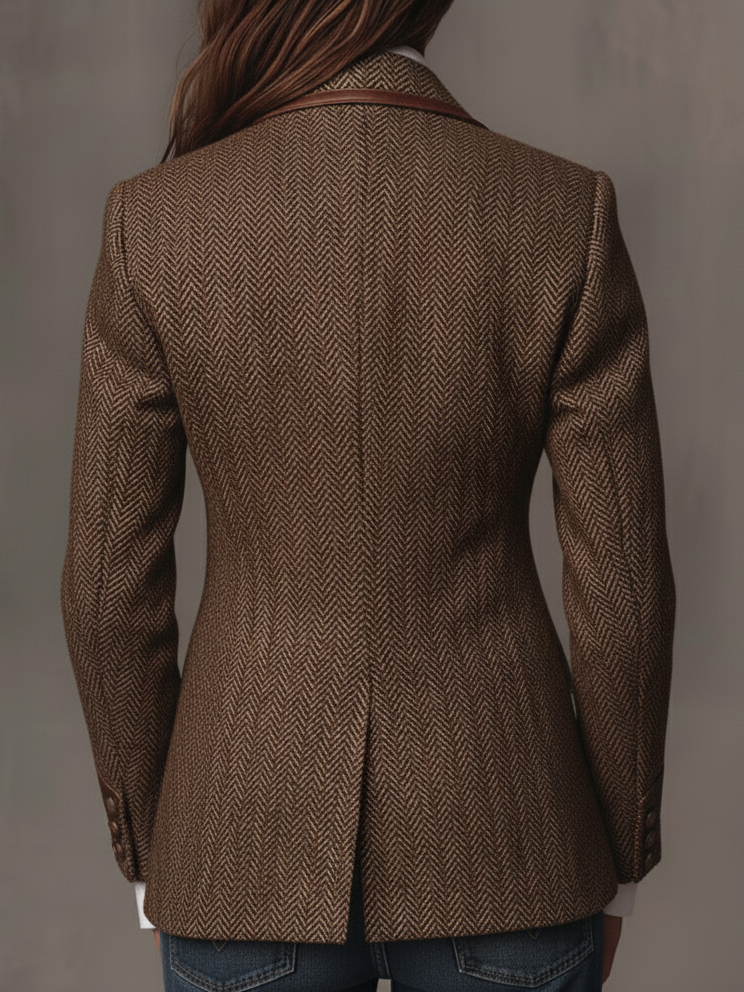 DELPHINE | HERRINGBONE BLAZER WITH PRINTED INSERTS