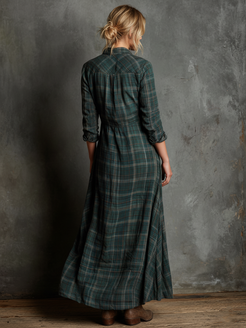 ALIENE | CLASSIC PLAID SHIRT DRESS