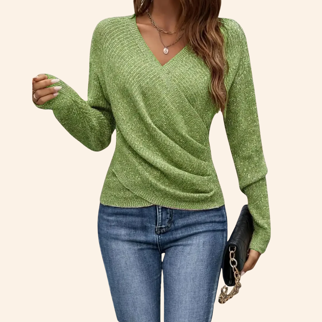 FLORENCE | ELEGANT WRAP V-NECK TOP