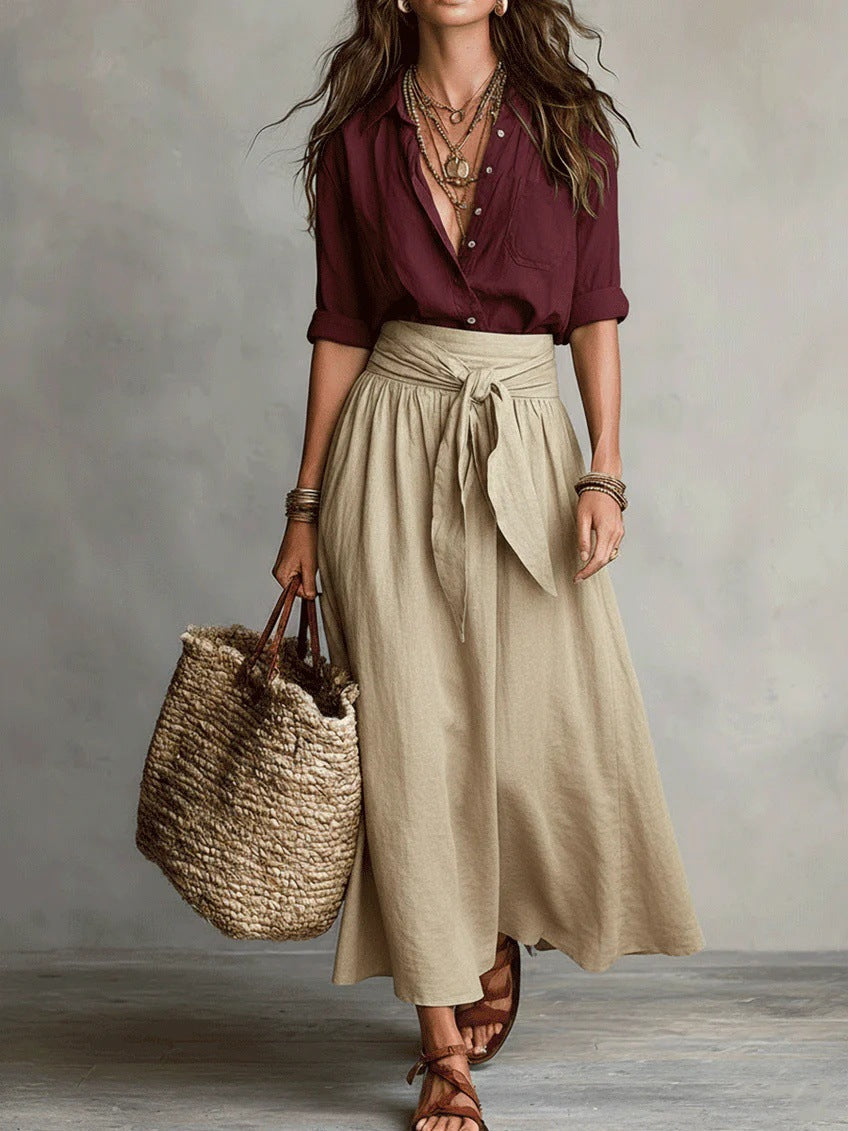 RIVER | ELEGANT TWO-PIECE MIDI SKIRT SET