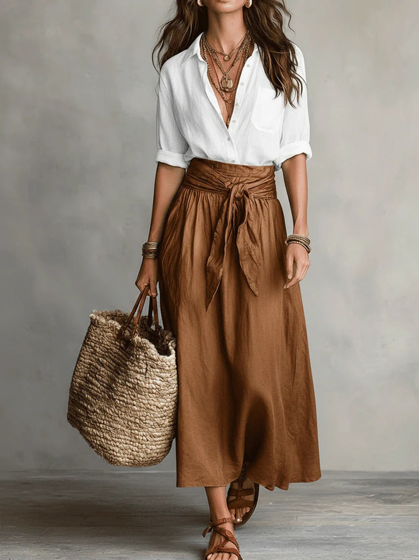 RIVER | ELEGANT TWO-PIECE MIDI SKIRT SET