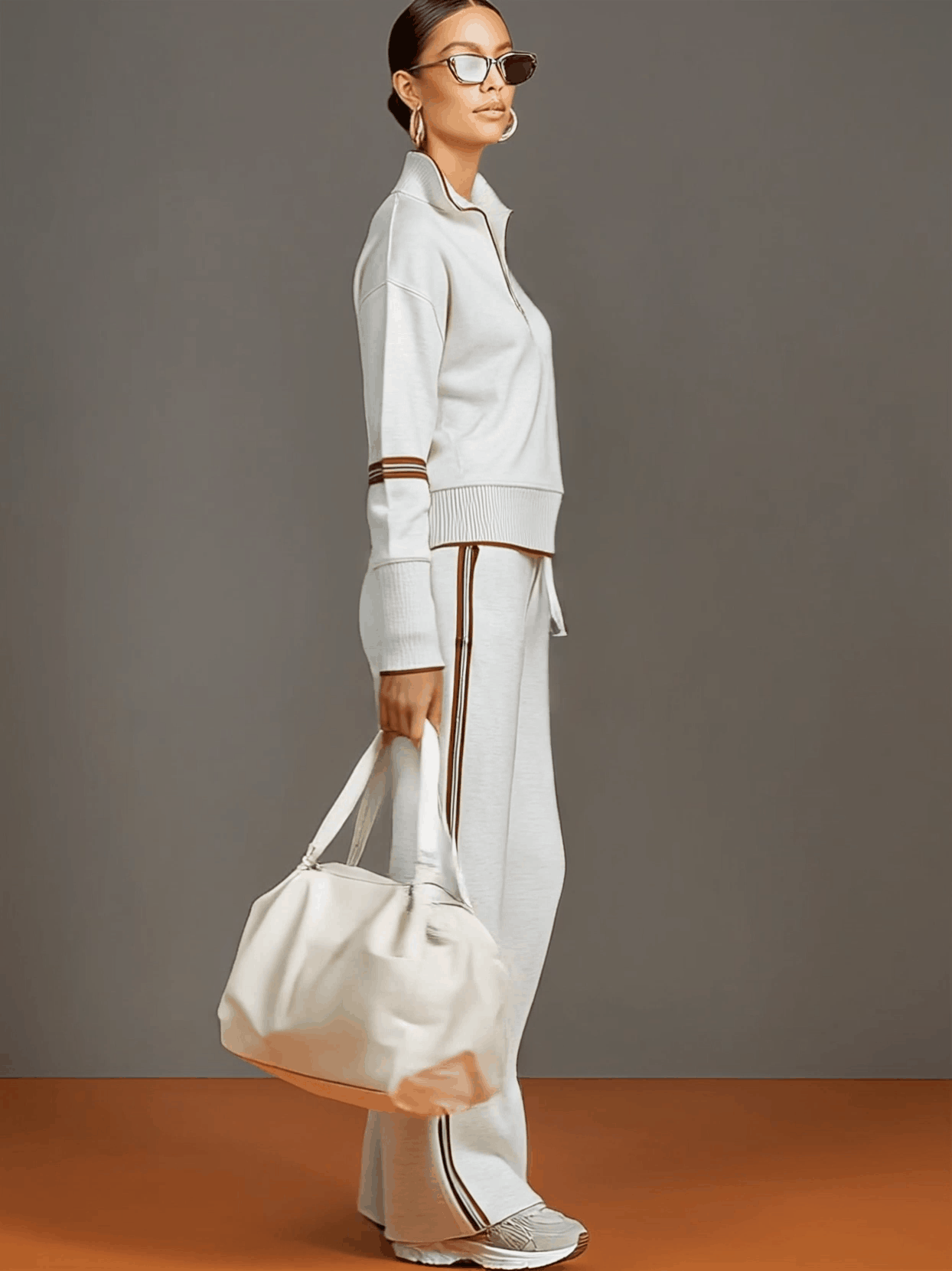 MARIETTA | ZIP-NECK WIDE-LEG TWO-PIECE SET