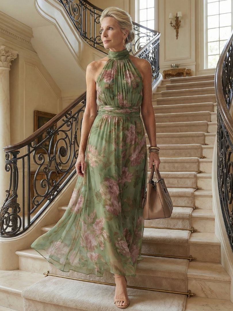 CELESTE | DEFINED WAIST LIGHT TUMMY COVERAGE FLORAL MIDI DRESS