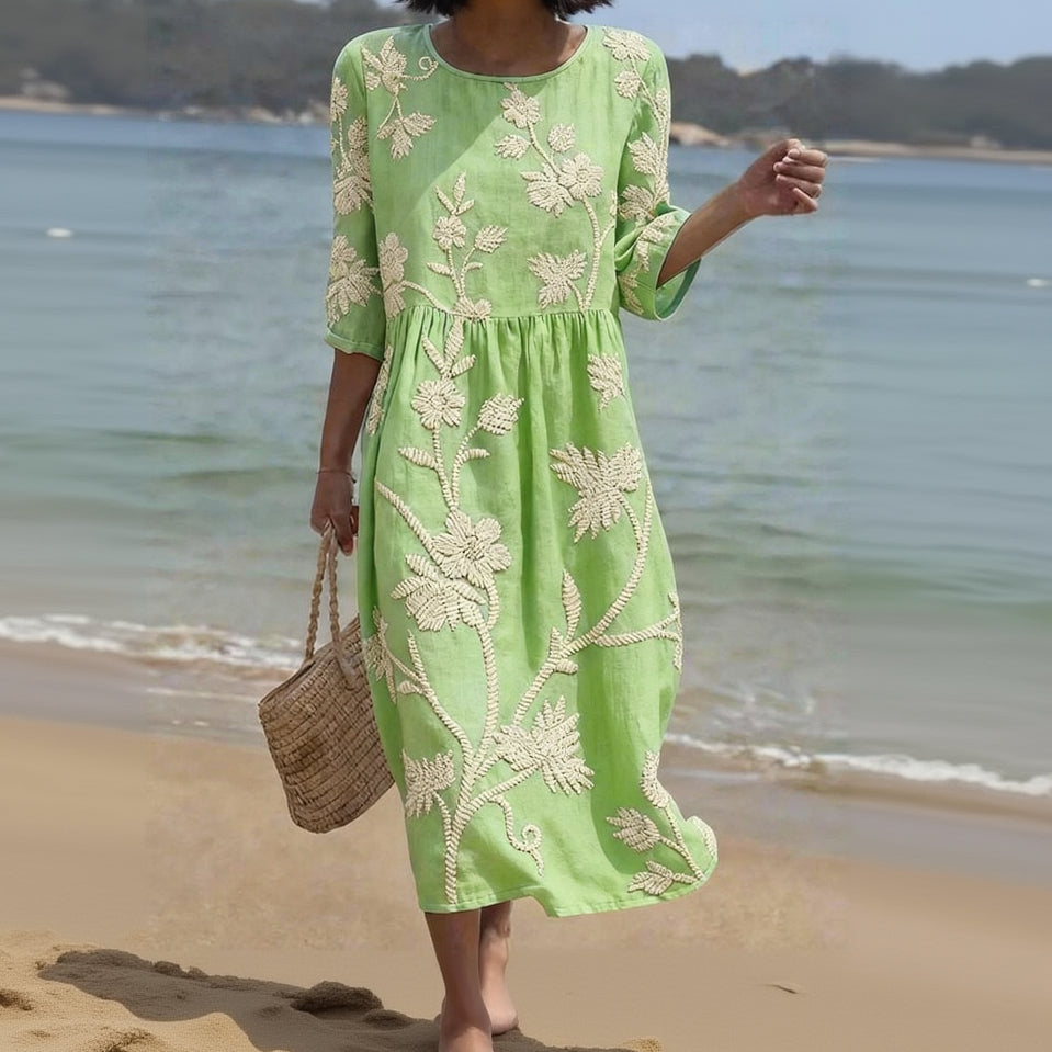 VIOLET | ELEGANT TUMMY COVERAGE FLORAL DRESS