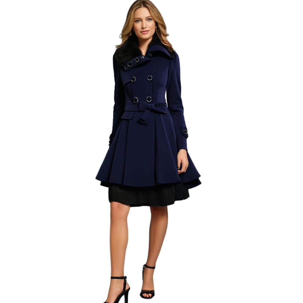 ELEANORIA | LONG WINTER COAT WITH FAUX COLLAR