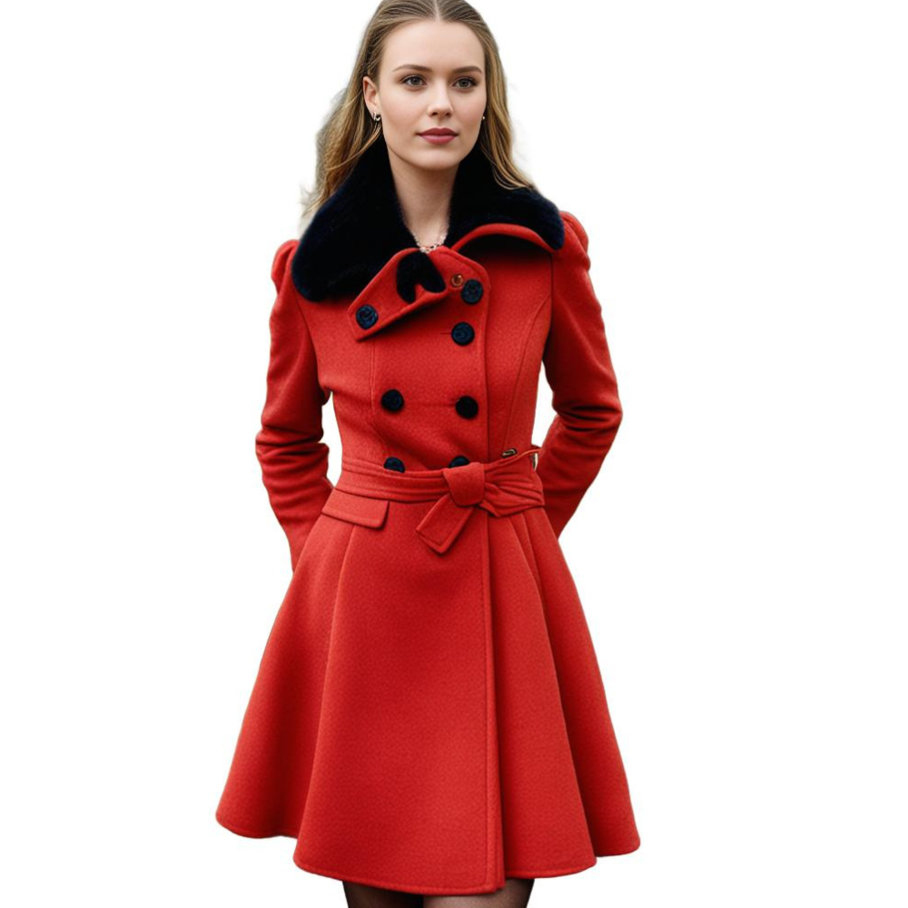 ELEANORIA | LONG WINTER COAT WITH FAUX COLLAR