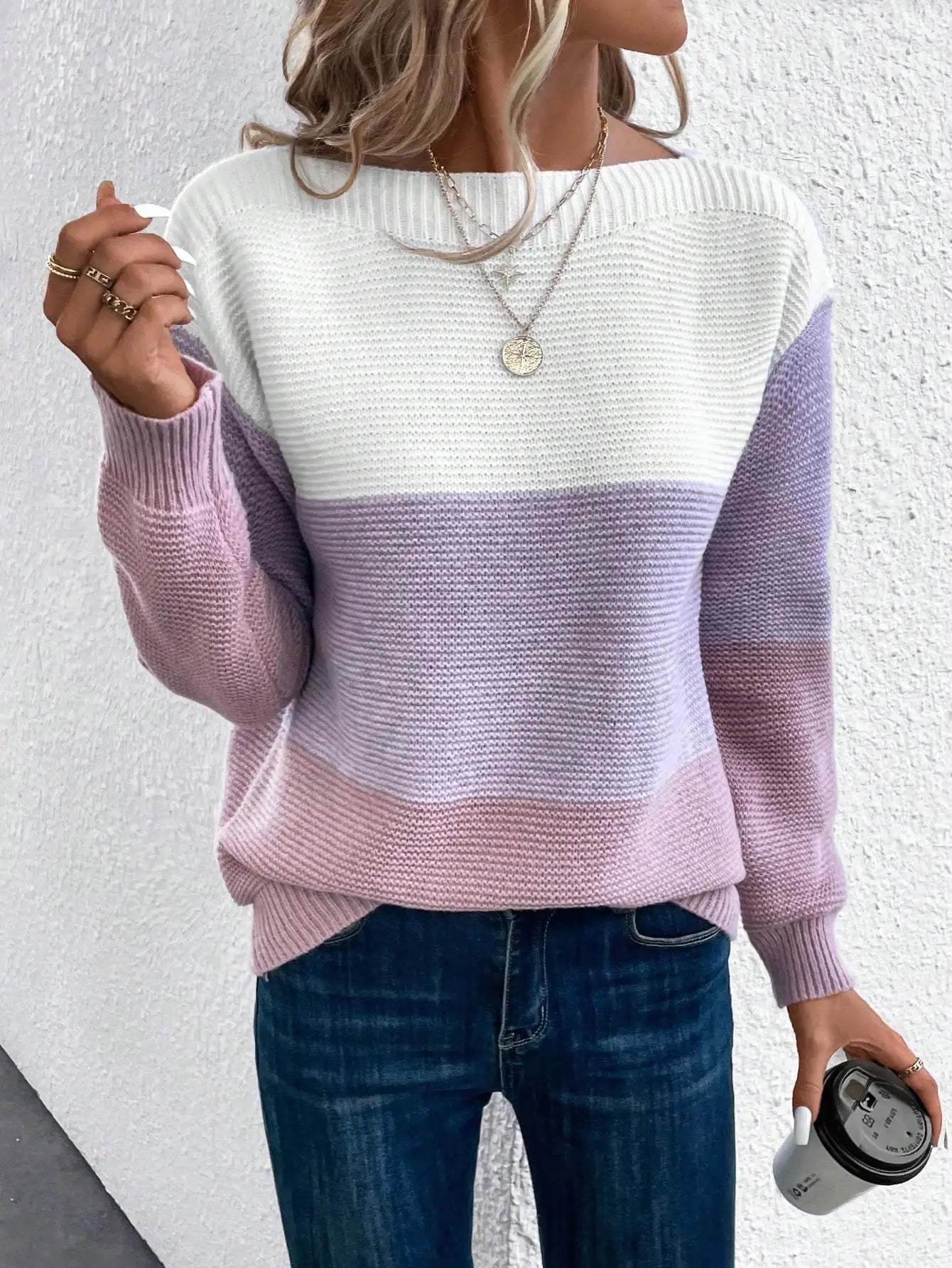 LYDIA | SOFT COLOUR BLOCK KNITTED SWEATER