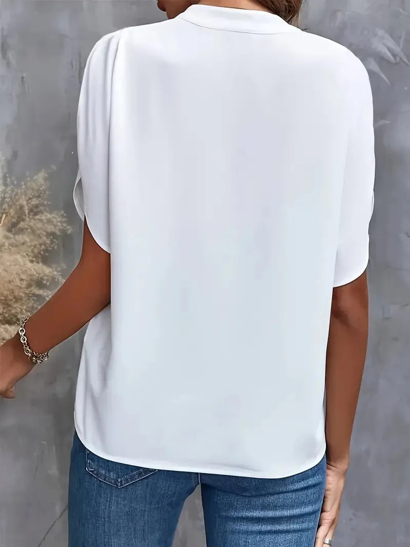 ALYSSA | SOFT TUMMY COVERING V-NECK BLOUSE