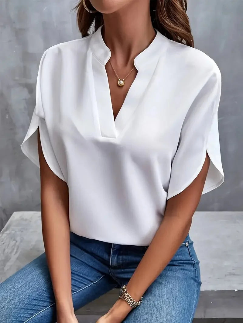 ALYSSA | SOFT TUMMY COVERING V-NECK BLOUSE