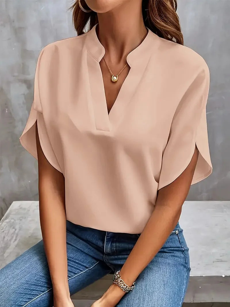 ALYSSA | SOFT TUMMY COVERING V-NECK BLOUSE