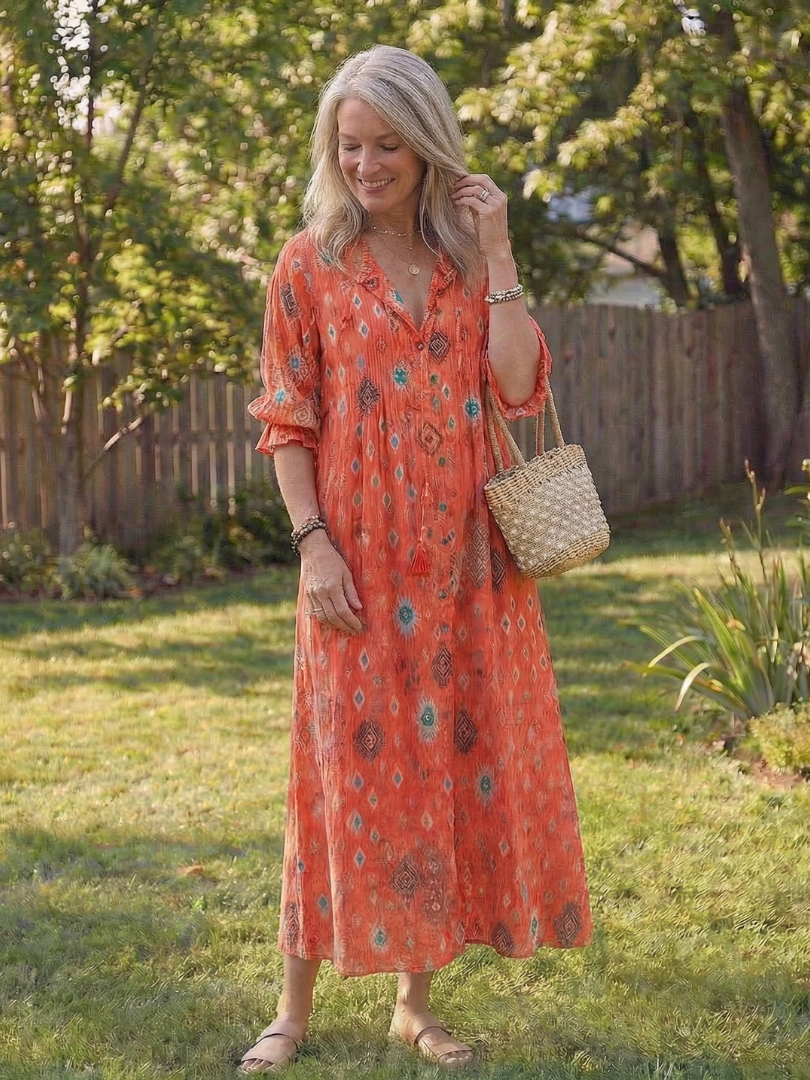 THALIA | ELEGANT BOTANICAL FLOW MAXI DRESS