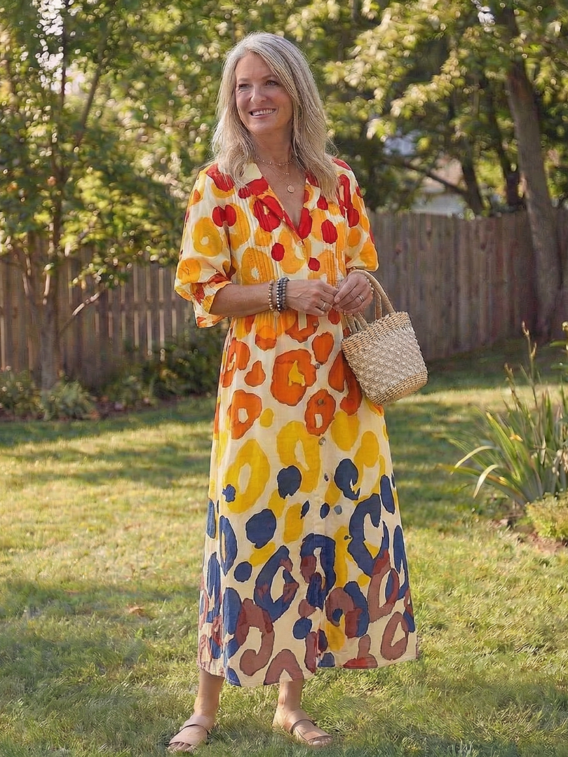 THALIA | ELEGANT BOTANICAL FLOW MAXI DRESS