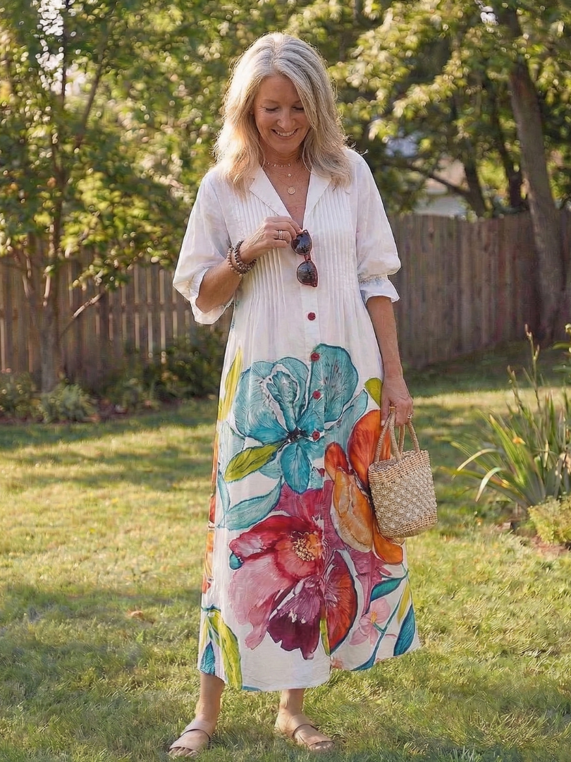 THALIA | ELEGANT BOTANICAL FLOW MAXI DRESS