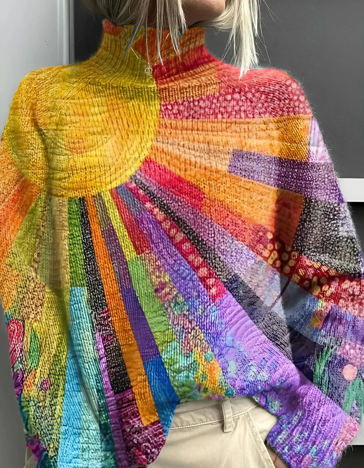 ESIRA | CHEERFUL COLOURFUL TURTLENECK SWEATER