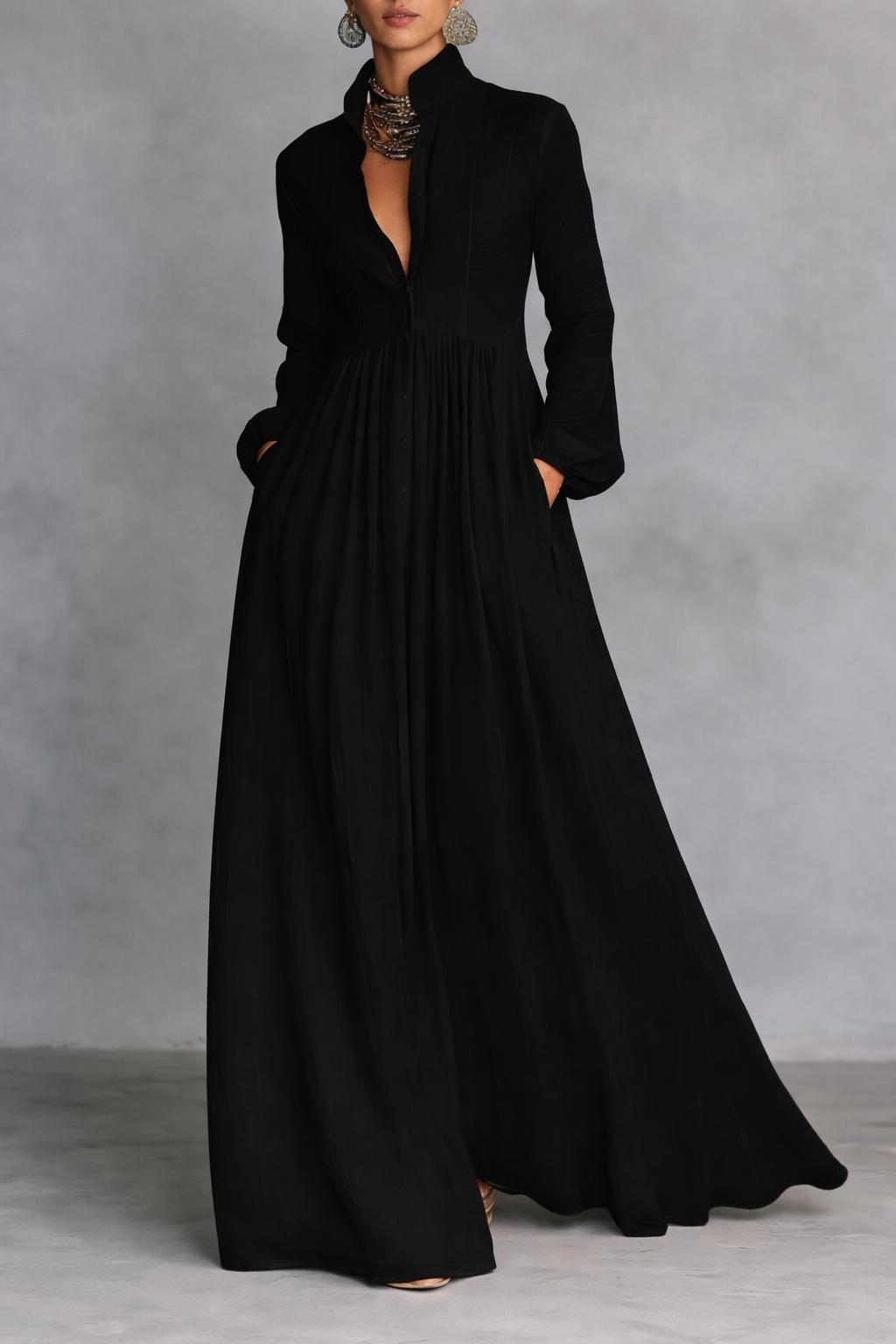 SELENA | FLOWING BUTTON-FRONT MAXI DRESS