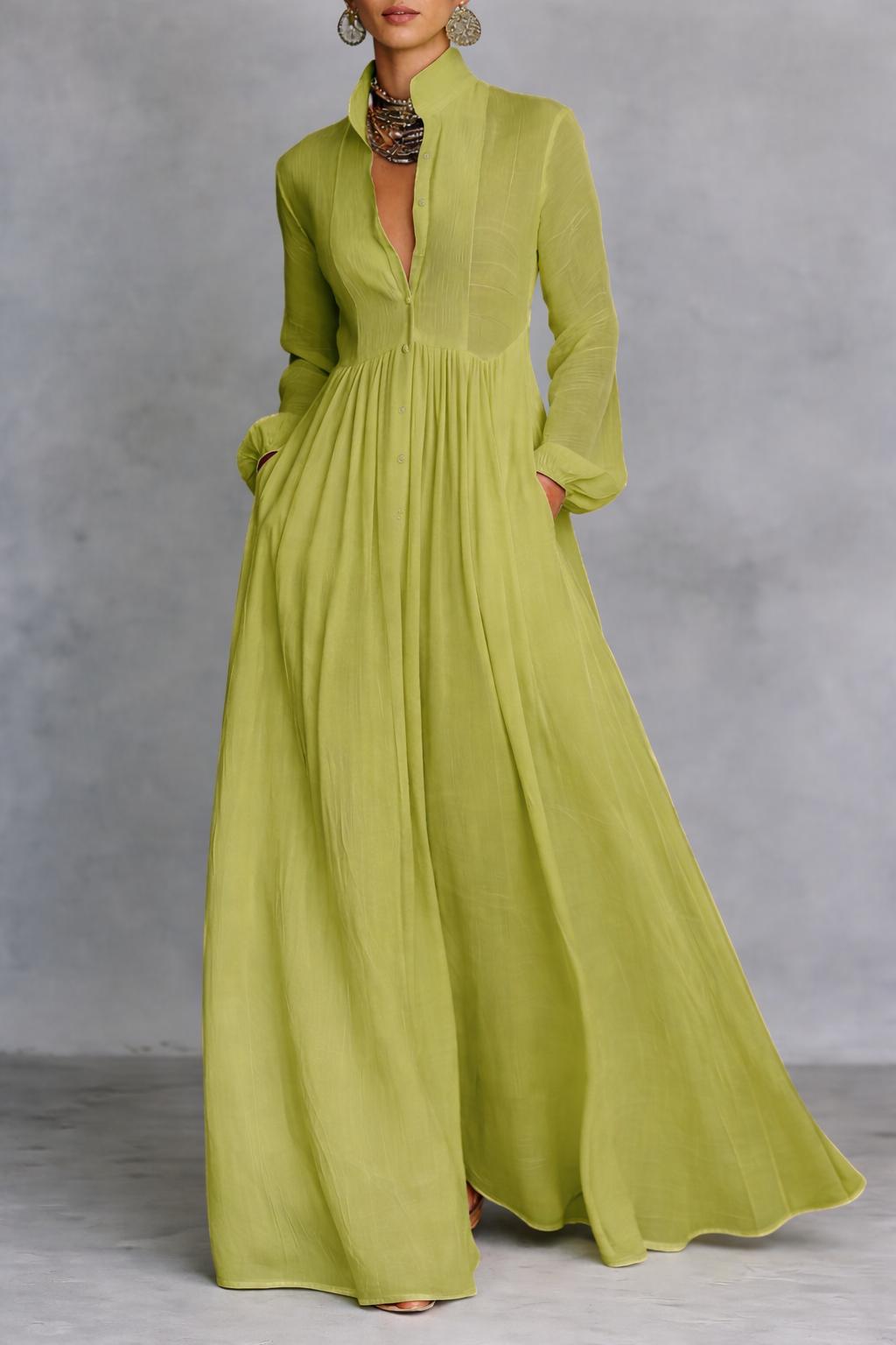 SELENA | FLOWING BUTTON-FRONT MAXI DRESS